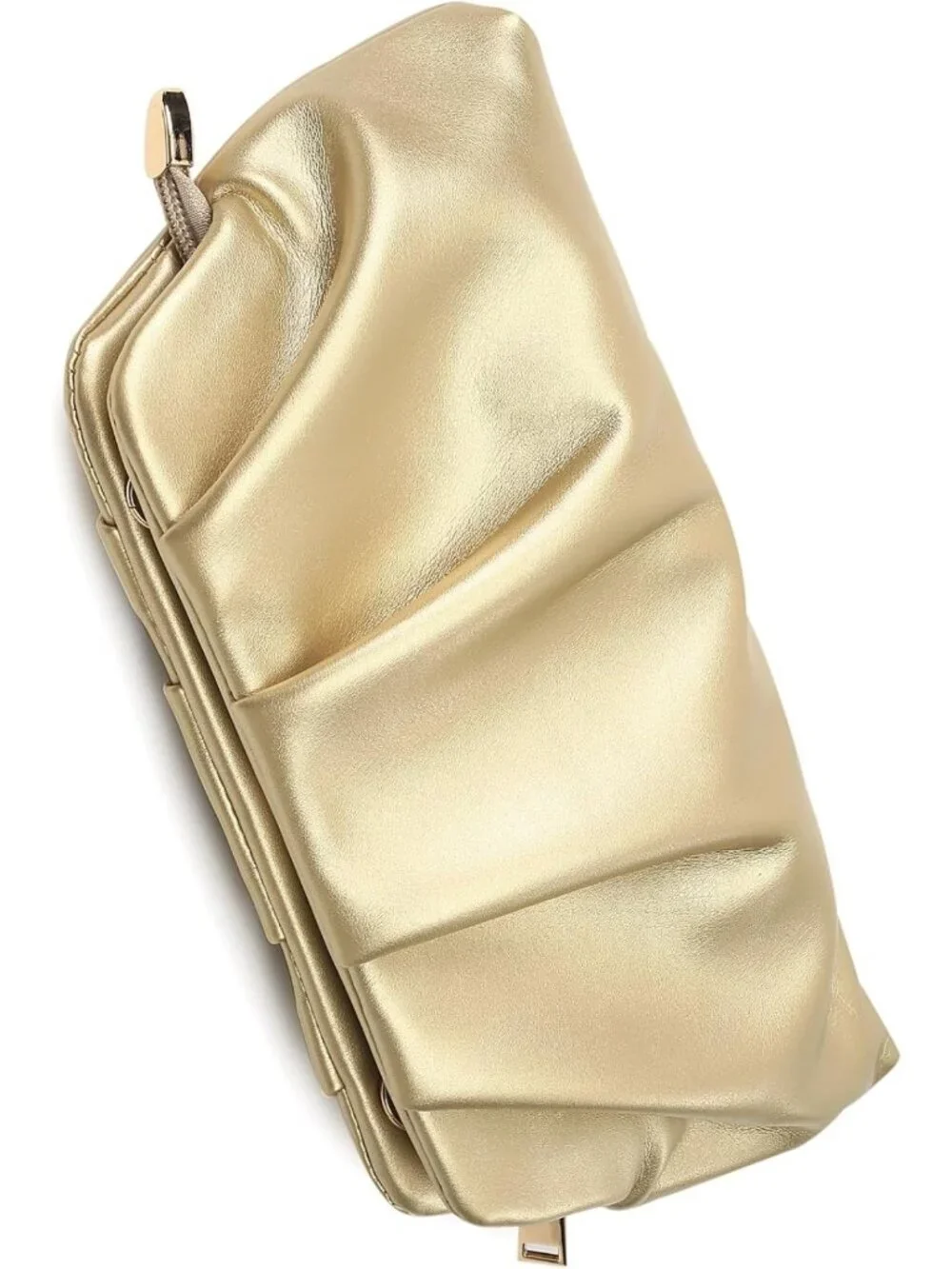 Chic Ruched Evening Clutch Bag with Detachable Chain | Stylish Crossbody Purse